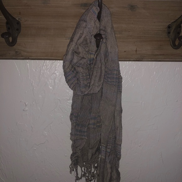 Neutral Summer Scarf with Rainbow a Detail - Picture 1 of 2